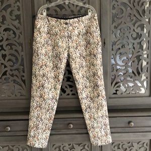 Roseanna French lace pants metallic cream gold blue 10